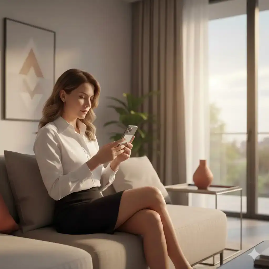 Γυναίκα ετοιμάζεται να στείλει μήνυμα επικοινωνίας